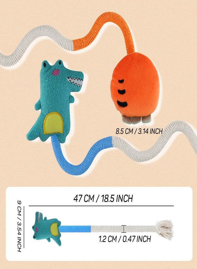 Andiker 2 PCS Cat Chew Ropes, Cat Chew Toy with Cartoon Kitten Plush Toys with Catnip Inside Interactive Cat Toys for Indoor Cats to Bite, Grasp, Kick and Clean Teeth (Small 1, Carrot&Crocodile) - Image 2